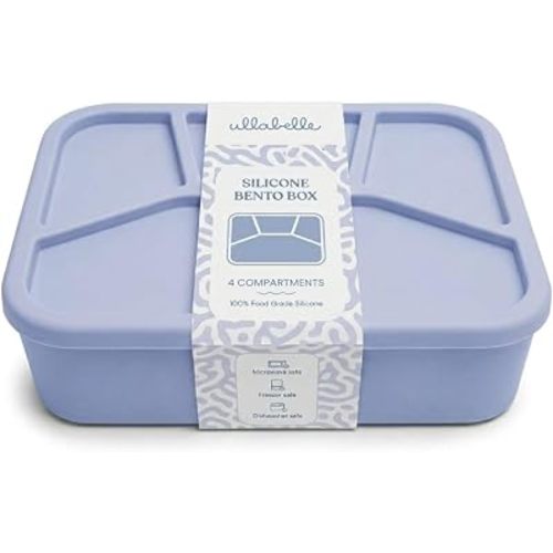 Leak Proof Square Bento Box Food-Grade Silicone Bento, BPA, Phthalate, Lead, & PVC Free - Bento Lunch Box for Daycare, Kids, & Adults - Leak Resistant Sets With Lids Snack Box Container (Periwinkle)