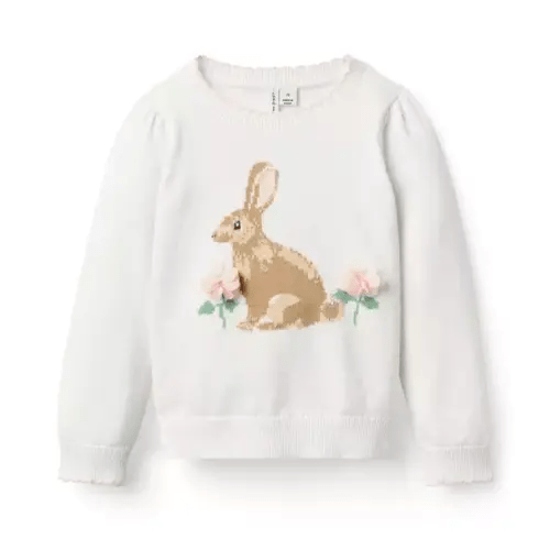 Girl White Bunny Sweater by Janie and Jack