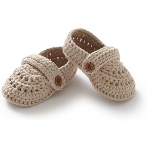 DovFanny Baby-Girls Infant Newborn Shoes Mary Jane Hand Knitting Crochet Bootie Shoes
