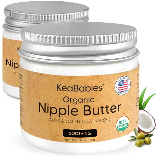 2pk Organic Nipple Butter for Cracked, Sore, Relief, Safe (Soothing, 2oz) | USDA, 100% Natural Clean Nursing Nipple Cream Safe for Breastfeeding, Breast Cream, Non Lanolin Balm, Postpartum Essential