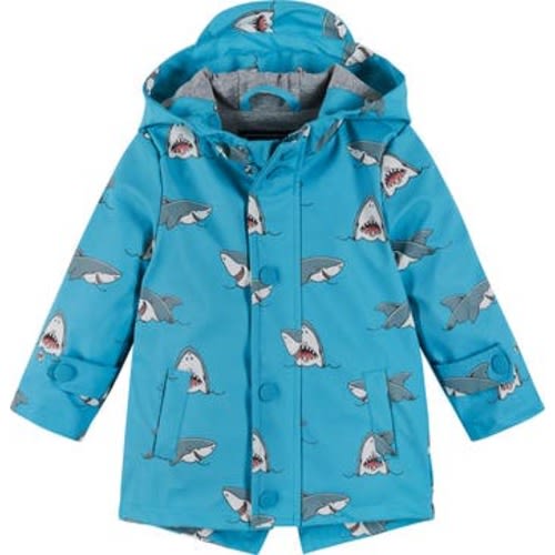 Shark Print Waterproof Hooded Raincoat