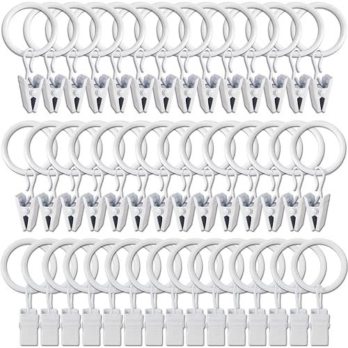 WeeksEight White Curtain Rings with Clips - 44 pack