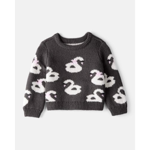 Baby Girl Swan Sweater - Black | Carter's