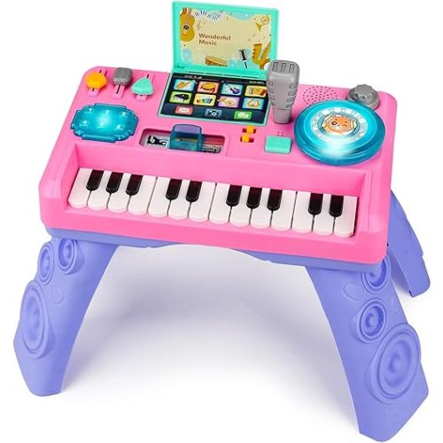Baby DJ Table for Toddlers 1-3 with Music & Light, Musical Baby Piano Toys 6-9-12-18 Months Toddler Activity Table Music Instruments Learning Toys for 1 Year Old Girl Christmas Birthday Gifts Age 0-2