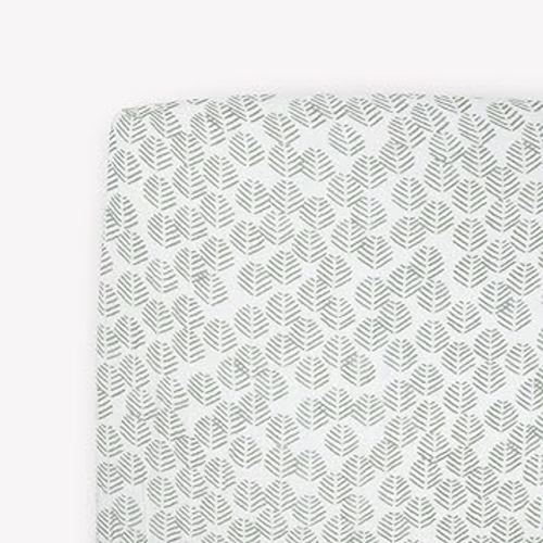 Little Unicorn Premium Crib Sheet | Breathable & Super-Soft Muslin Fabric (Leaf Motif)
