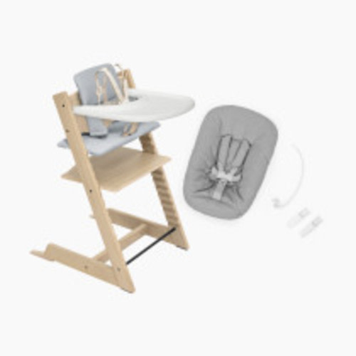 Stokke Tripp Trapp High Chair Complete² + Newborn Set - Oak Natural/Nordic Blue Cushion/White Tray