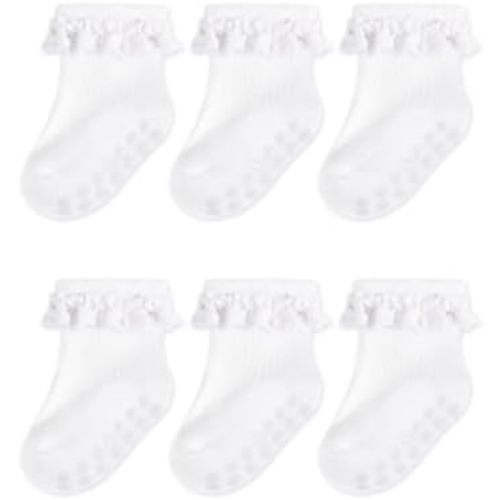 Baby Girl Ruffle Socks Toddler Non Slip Socks with Grip for Infant