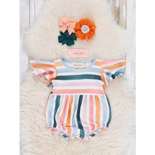 Coastal Tide Tiered Stripe Ruffle Bubble