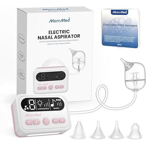 Electric Baby Nasal Aspirator with 9 Adjustable Suction Levels, Larger Suction Chamber, 4 Soft Silicone Tips,10 Filter Cotton Pads
