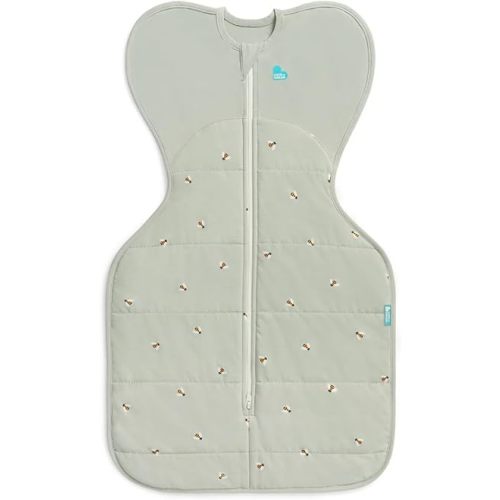 Love to Dream Swaddle UP Warm, 2.5 TOG, Dramatically Better Sleep, Allow Baby to Sleep in Preferred Arms Up Position for Self-Soothing, Snug Fit Calms Startle Reflex, 5-8.5lbs, Olive Bees