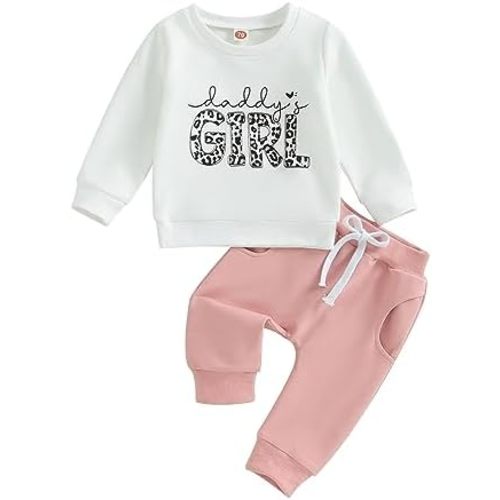 Toddler Baby Girl Clothes Daddys Girl Long Sleeve Pullover Sweatshirt Stretch Jogger Pants Infant Fall Winter Outfit