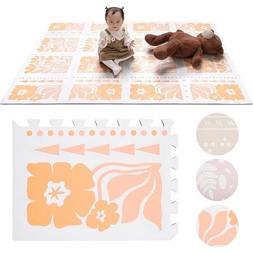 Baby Foam Tiles for Floor - Soft Play Mat Tiles for a Safe Play Area - 48 x 66 Large Baby Mat for Floor, Perfect for Kids' Playroom
