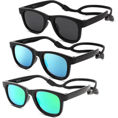 COASION Bendable Flexible Polarized Newborn Baby Sunglasses with Silicon Strap for Infant Boys Girls Age 0-12 Months CA9042