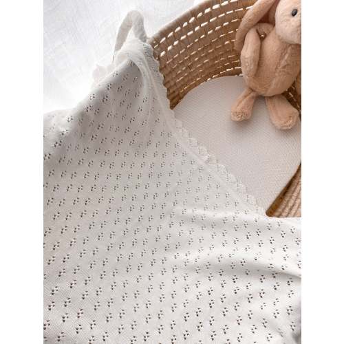 Pointelle Knitted Blanket - Milk