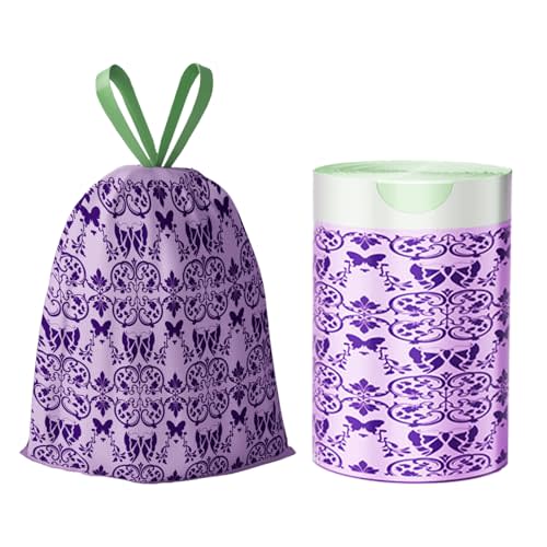 4 Gallon Small Trash Bags Drawstring,4 Gal Trash Can Liners,Small Bathroom Garbage Bags Scented,Tear Resistant Garbage Bags,50 Count Trash-Can-Liners (Lavender)
