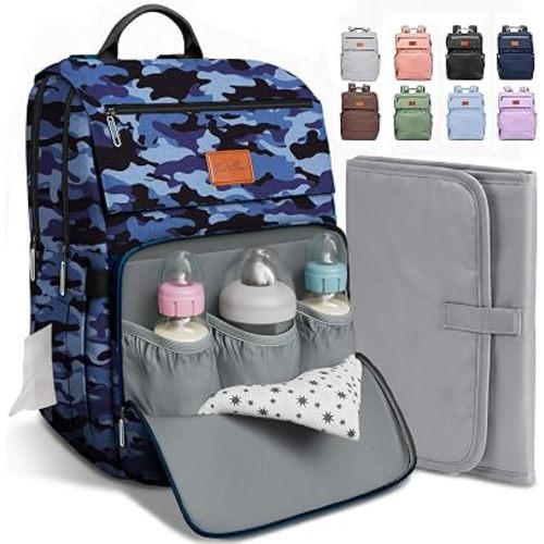PILLANI Baby Diaper Bag Backpack - Large Bag for Boys & Girls, Waterproof Diaper Backpack - Travel Diaper Bags w/Changing Pad, Baby Registry Search & Shower Gifts - Essentials Must Haves Newborn Stuff