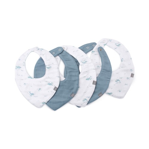 Little Bamboo Muslin Bibs 5 Pack Retro Blue
