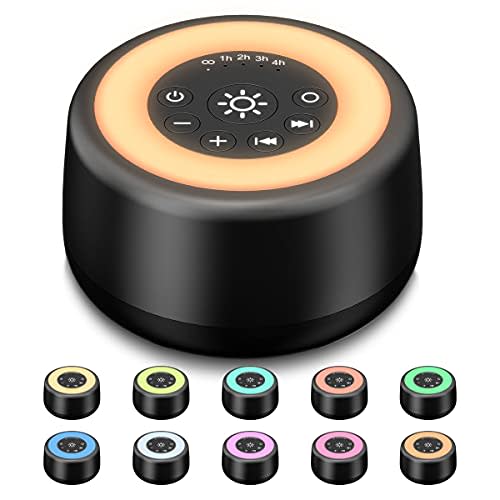 Sleepbox Sound White Noise Machine with 25 Soothing Sounds and 10 Colors Warm Night Light 4 Brightness Levels 32 Volume Levels 5 Timer and Memory Function Perfect for Baby Kids Adults Seniors Sleeping
