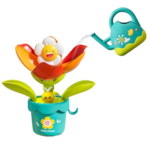 Baby Bath Toy Flower Watering Can Pool Bath Tub Toy with Strong Suction Cup for Baby Age 3+ Years Old Toddlers Boys Girls, BPA Free, Kids Shower Gifts