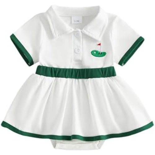 YINGISFITM Newborn Baby Girl Clothes Golf Short Sleeve Romper Dress Infant Onesie A Line Dresses Summer Cute Outfits