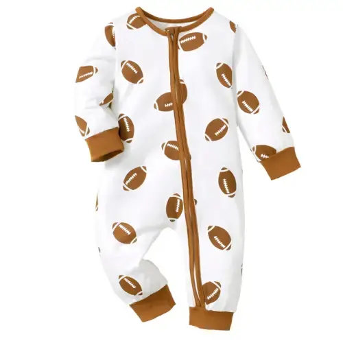 FOOTBALL White Jumpsuit - Hazel & Bo