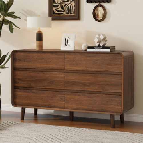 George Oliver Angela Bedroom Dresser with 6 Drawer, Wood Modern Dresser, 47.2" W x 15.8" D x 30.7" H & Reviews | Wayfair