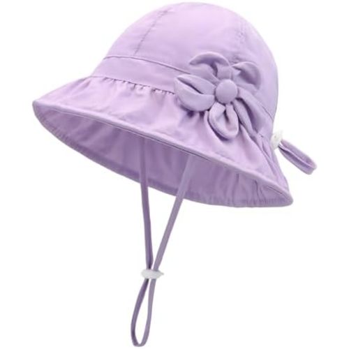 Baby Sun Hat UPF 50+ Toddler Bucket Hats Cute Girls Wide Brim Kids Cotton Hat for Outdoor Infant Beach Essentials