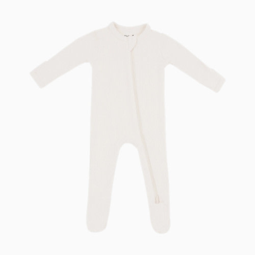 Kyte Baby Ribbed Zipper Footie - Oat, 0-3 M