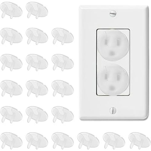 20 PCS Safety Clear Outlet Covers, Plastic Proofing Plug Covers for Power Sockets, Easy Install Electrical Outlet Protector Safety Caps for Home & Office