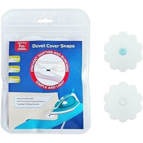16 Pcs of HX AURIZE Duvet Snaps, Prevents Comforter from Shifting Inside Duvet Cover
