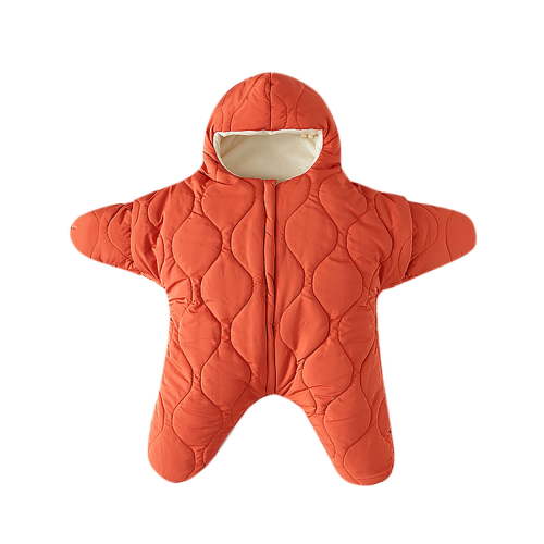 Baby Sleep Sack Boys Girls Fleece Winter Sleeping Long Sleeve Onesies Pajamas Star-Fish Warm Sleeping Bag Snowsuit, Orange, 3 Months