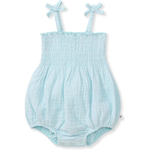 Burt's Bees Baby Baby Girls Strap Romper, 100% Organic Cotton One-piece Bubble Shortall and Layette Set Girl Outfit