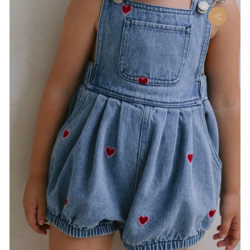 HEART DENIM ROMPER