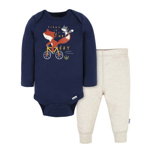 Gerber Gender Neutral Long Sleeve and Pant Outfit Set, 2-Piece, Sizes 0/3 Months - 12 Months