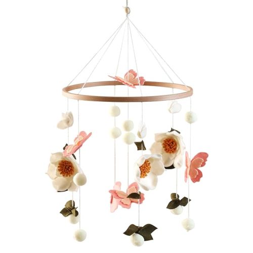 Baby Crib Mobile for Boys and Girls, Floral Mobile for Crib, Butterfly and Flower Nursery Decor, Crib Hanging Toy for Newborn