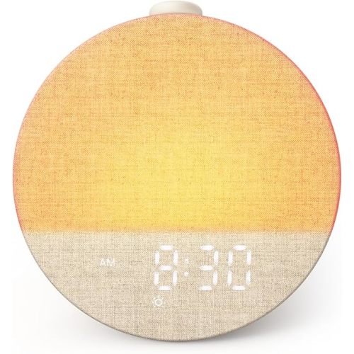 Dreamegg Sunrise 2 - Sunrise Alarm Clock, Sound Machine for Sleep, Favorites Mode, Sleep Routines, Dimmable Night Light, 29 Soothing Sounds, White Noise Machine, Wake Up Light for Bedrooms (Cream)