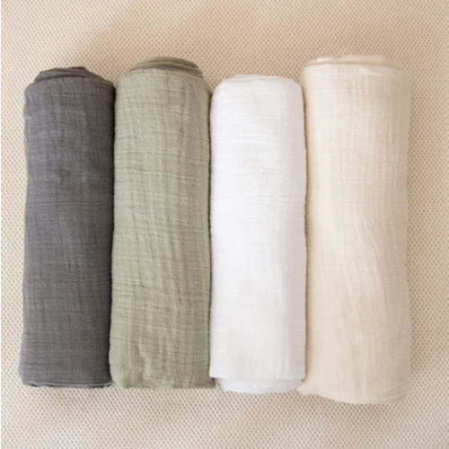 Organic Breathable Swaddle Blankets 4-Color Pack