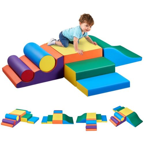 7-Piece Foam Climbing Toys for Toddlers, Indoor Climb & Crawl Playset