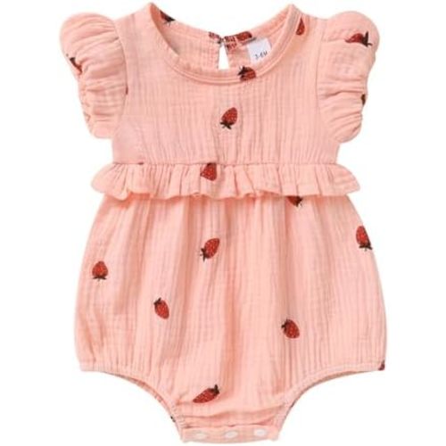Infant Baby Girl Puff Sleeve Ruffle Romper Cotton Boho One-piece Jumpsuit Printed Boysuit 0-18M