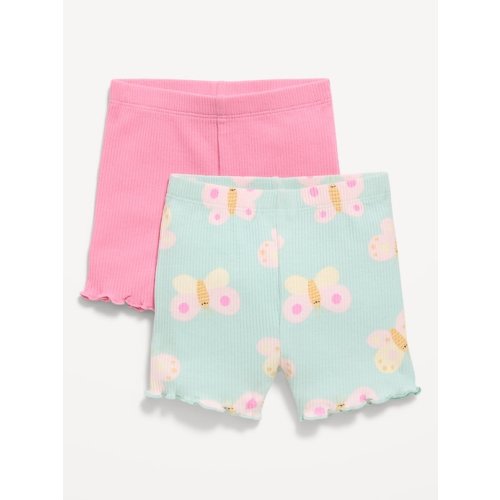 Ribbed Lettuce-Edge Biker Shorts 2-Pack for Baby