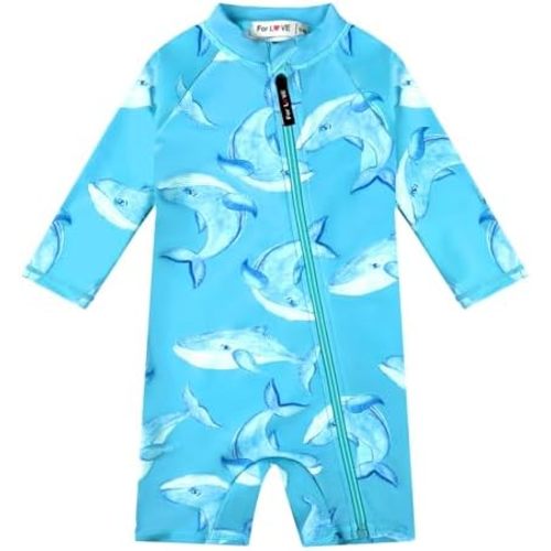 weVSwe Baby Swimsuit UPF 50+ UV Protection Long Sleeve Toddler Rash Guard Infant Bathing Suit with Zipper Beachwear 0-3 Years