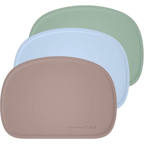 Cuddle Campus Set of 3 Silicone Placemats with Raised Edges for Kids,Toddlers,Babies, Non-Slip Dinning Table Mat, Baby Eating Mat, Food Mat Set-3
