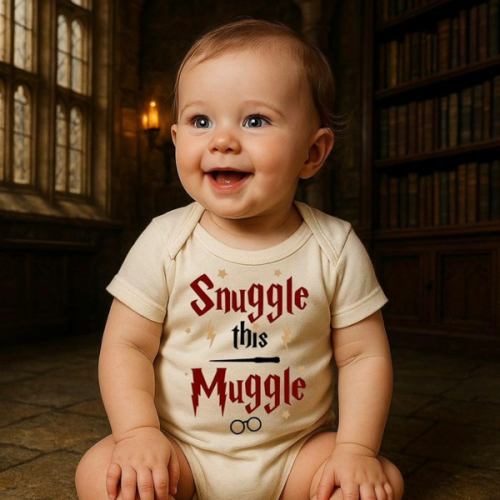 Snuggle This Muggle Onesie® | Natural Color 100% Cotton | Printed using direct-to-garment printing (6 Month, Natural)