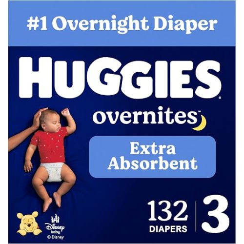Huggies Overnites Diapers Size 3, 132 Count (2 Packs of 66)