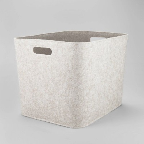 14" x 15" Large Felt Basket with Stitching Oatmeal - Brightroom™: Modern Storage Bin with Cut-Out Handles