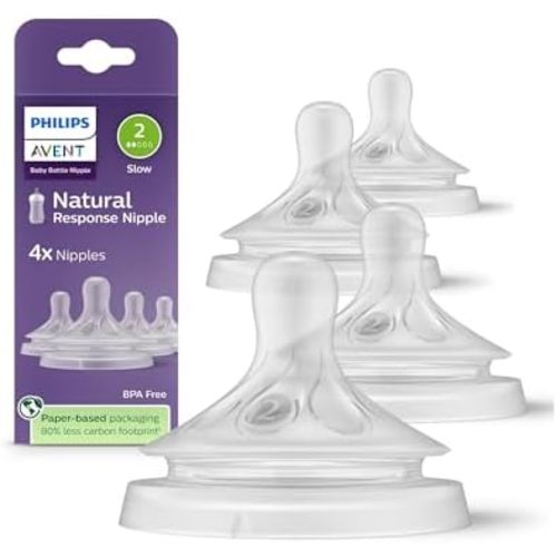 Philips Avent Natural Response Baby Bottle Nipple, Slow Flow, 4-Pack