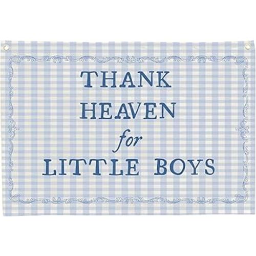 Nursery Banner Wall Decor-Boho Hanging Banner Pennant Poster Flags-for Baby Boy Room Home Playroom Classroom-Baby Present Shower Birthday Christmas-Thank Heaven for Little Boys-28.5x20 Inches