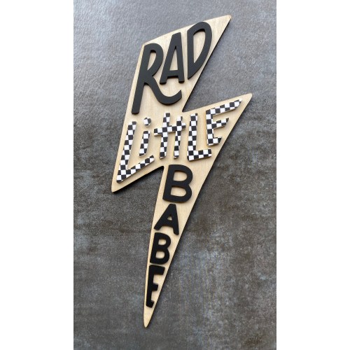 Rad Little Dude and Lady Lightning Bolt Nursery Sign: Checkered Baby Decor