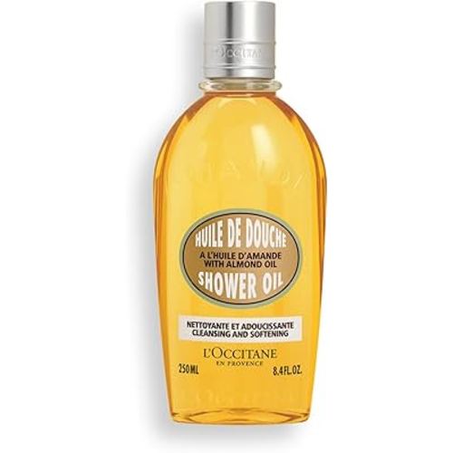 L'OCCITANE Cleansing & Softening Almond Shower Oil, Body Wash & Shaving Base Purifies & Smooths Without Drying Skin, Milky Lather, Nourishing Skincare