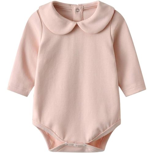 Infant Baby Girls Bodysuit Peter Pan Doll Collar Super Soft Cotton Romper One-Piece Outfit 0-24 Months